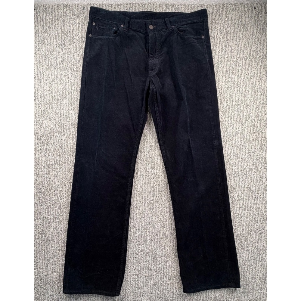 Polo Ralph Lauren Corduroy Pants Men 38x32* Black Straight Leg 5-Pocket Trousers